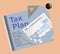 A blueprint and a tax form 1040 that is a jigsaw puzzle make this illustration about income tax planning. This is an illustration