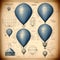 Blueprint of Vintage Hotair Balloon, Generative AI Illustration