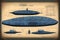 Blueprint of Vintage Submarine, Generative AI Illustration