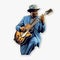 Blues Musician Playing Guitar Sticker