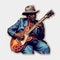 Blues Musician Playing Guitar Sticker