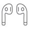 Bluetooth headphones thin line icon, music and sound, wireless headphones sign, vector graphics, a linear pattern on a