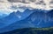 Bluish mist and clouds above Marmarole and Sesto Dolomiti Italy