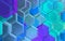 Bluish and violet glass hexagons in geometric background