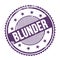 BLUNDER text written on purple indigo grungy round stamp