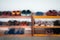 Blur background of children shelf shoe