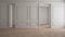 Blur background, empty room interior design, classic open space, parquet floor, walls with trim molding, victorian luxury