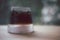 Blur background of a glass of soft drink with ice