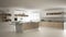 Blur background interior design, modern white scandinavia kitchen with wooden and white details