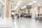 Blur background perspective view of hospital building interior or clinical hallway indoor area