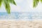 blur bokeh light of calm sea and sky. summertime vacation background concept