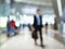 Blur Businessman walking in station Business travel concept