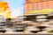 Blur of freight train whizzing by closeup
