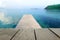 blur image of terrace wood and Jetty walkway into sea