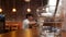 Blur motion of people eating foods and waiter taking customer order