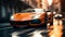 In a blur of motion, a sports car dominates the city streets with incredible speed