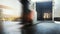 Blur Motion of Workers Driving Forklift Unloading Cargo Pallets into Container Trucks. Shipping Warehouse. Delivery Service