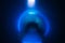 Blur neon blue arc glow lens flare tunnel effect
