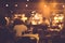 Blur of people in cafe,restaurant with lighting background