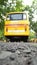 Blur school bus and surface of road