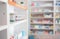 Blur some shelves of drug in the pharmacy