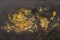 Blur Texture of the gold leaf, Gold background, Picture from Buddha image Back, gold leaf background