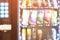 Blur verding machine. Soft focus candy bar. Food store shop. Mars and chocolate