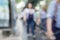 Blur walking pedestrian
