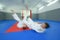 Blurred action shot judo combat