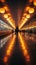 Blurred airport hustle people traverse two moving walkways in a straight view