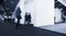 Blurred anonymous people walking in a corridor