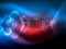 Blurred arrows in dark space. Neon pointers, glass glossy design, abstract shiny techno background, web banner