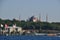 Blurred background. Blurred background of the mosque and the embankment of the Bosphorus.