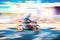 Blurred background with a fast-moving motorcyclist. The concept of speed, movement, motorsport