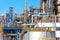 Blurred background of Industrial view at oil refinery plant