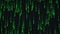 Blurred Background of Matrix Code, Green Digital Rain on Monitor Screen