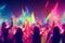 Blurred background revelry shindig. Night party with people are having fun in the rainbow spotlight at a nightclub