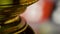 Blurred background of rotating gambling roulette wheel in a casino. Close up of the turret in focus. Part of the