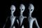 Blurred Background Row of Scary Gray Humanoid Aliens. 3d Rendering