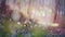 Blurred background with spring primroses - flowers of an anemony