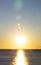 Blurred background. Sun shining in sky during sunset dawn. Sunrise dawning