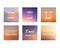 Blurred backgrounds collection. Summer quotes. Vector.