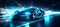 Blurred bokeh with colorful car lights and racing visuals for a dynamic automotive scene