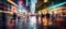 Blurred bokeh effect of vibrant cityscape with towering skyscrapers and bustling streets