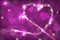 Blurred bokeh purple background with sparkle heart