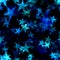 Blurred bright blue stars on the dark wall background