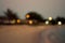 Blurred of bungalow lighting on the night beach is beautiful
