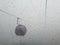 Blurred of cable car in thick fog with rain drop on clear mirror glass.