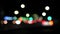 Blurred car lights bokeh in the evening city. Defocused headlights and street lighting at night. Moving bokeh circles of