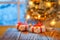 Blurred Christmas presents and tree for display or montage